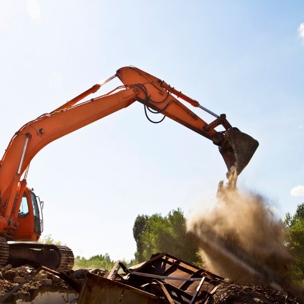 Structure demolition in progress